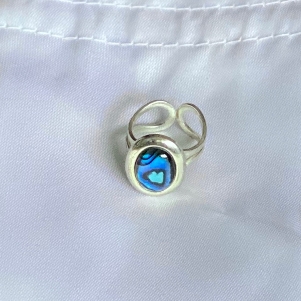 Sterling Silver Adjustable Abalone Ring - image 1